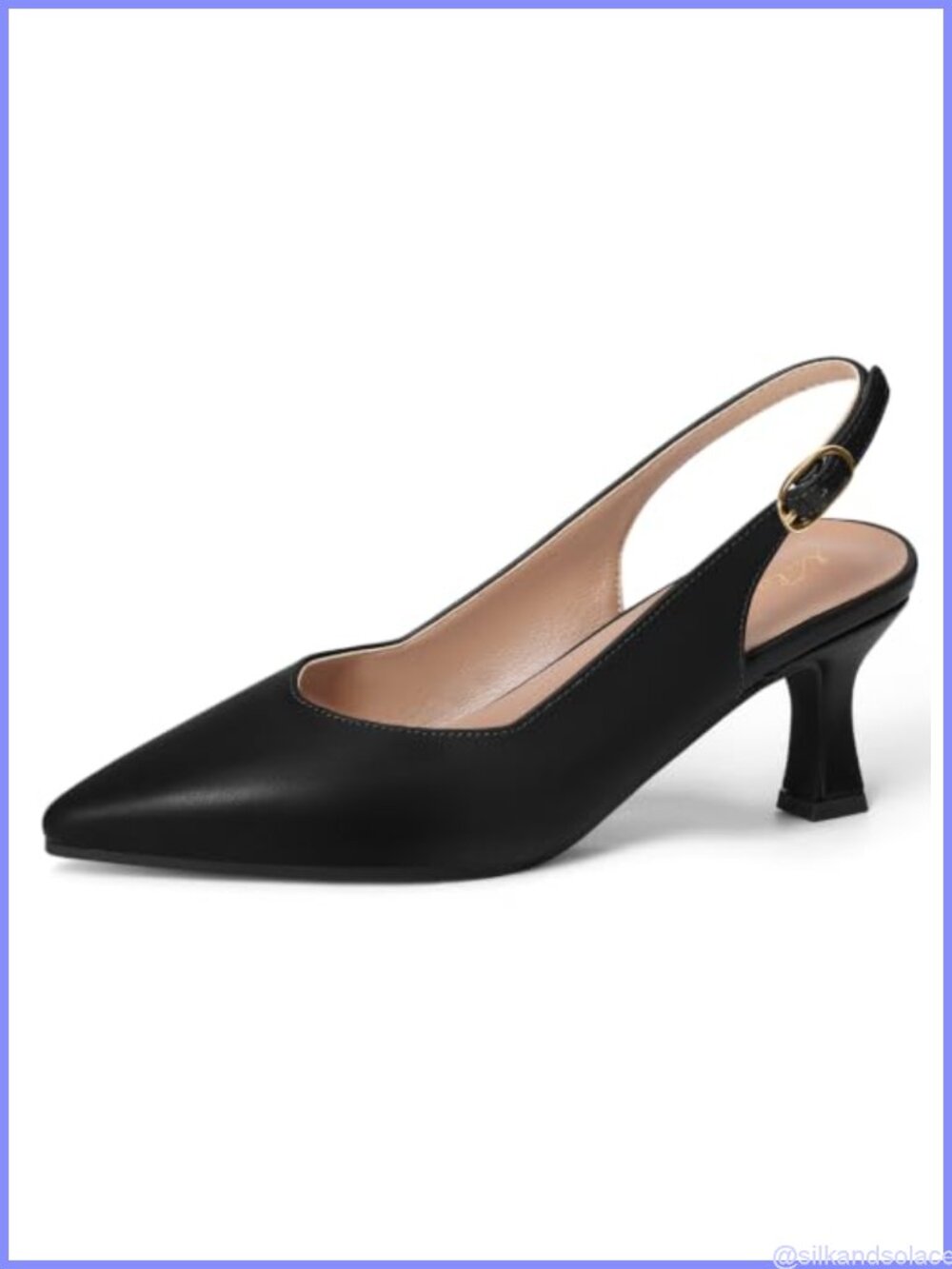 Kitten Heels Women Pointed Closed Toe Slingback Pumps Faux Leather